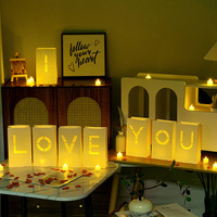Lanterne porte-bougie en papier romantique et créative, sculptée avec lettres, sac à bougie personnalisé pour mariage, anniversaire, demande en mariage, décoration de fête d'Halloween