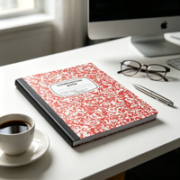 Carnet en marbre rose personnalisé en gros avec dos noir pour la papeterie étudiante