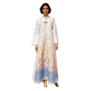 Vestido Abaya Kaftan de Poliéster Bordado Elegante y de Lujo para Dubái, Emiratos Árabes Unidos - Vestido Musulmán Jacquard con Degradado de Color para Bodas de Invierno - Product Image 6