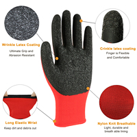 Guantes de Trabajo de Seguridad Recubiertos de Látex con Forro de Poliéster 13G, Resistentes a las Arrugas, Antideslizantes y Resistentes al Desgaste