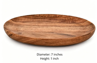 Assiettes rondes en bois d'acacia, lot de 4, faciles à nettoyer et légères, naturelles, robustes et compatibles avec les couteaux