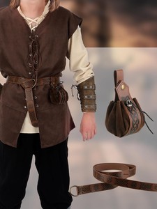 Suhine Set di 6 Pezzi Costume da Pirata per Uomo, Gilet e Camicia Rinascimentali e Medievali, Accessori per Caviglie, Kit per Adulti per Feste di Halloween - Product Image 5