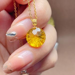 Collar con colgante de solitario de citrino Natural personalizado INS S925 plata 12mm joyería de piedras preciosas de corte milenario especial para regalo - Product Image 1