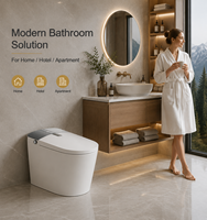 WC intelligent avec bidet intégré, cuvette carrée, télécommande, réservoir d'eau intégré, sans limite de pression d'eau, chasse d'eau automatique, siège chauffant, sécheur à air chaud