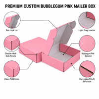 Boîte d'expédition en carton ondulé rose de haute qualité avec doublure blanche et fermeture à languette, idéale pour les cosmétiques, fabrication sur mesure en usine