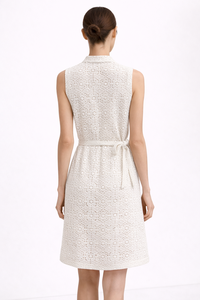 Vestido Midi de Encaje Blanco para Mujer, Diseño Original SHENGFU, Elegante, Sin Mangas, Cuello en V, Vestidos de Fiesta Personalizados de Lujo, OEM - Product Image 2