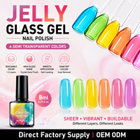 Vernis à ongles gel semi-transparent effet verre 8ml OEM ODM, vernis gel UV LED Soak Off, distributeur et importateur de marques de vernis à ongles