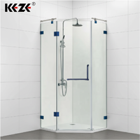 Porte de douche coulissante carrée en aluminium certifiée CE avec verre trempé pour maison, hôtel, appartement, petite salle de bain