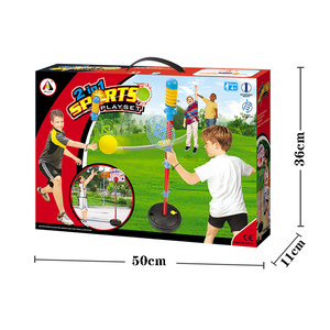 Juego Deportivo <span class=keywords><strong>2</strong></span> en 1, Raqueta de Tenis, Juegos de Interior y Exterior, Aro de Baloncesto Portátil Ajustable - Product Image 6