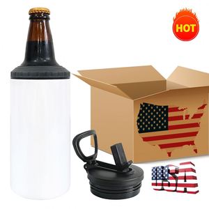 12Oz 4-In-1 & Coolers Vacuum Insulated Bottle Double <b>Lid</b> Sublimation Can Cooler - Product Image 2