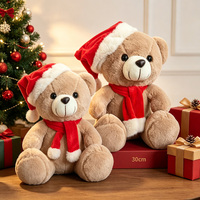 Peaux d'animaux en peluche non rembourrées, coques de peluche d'ours de Noël, couvre-tête et écharpe de Père Noël, peaux de peluche d'ours vierges pour jouets en peluche faits main