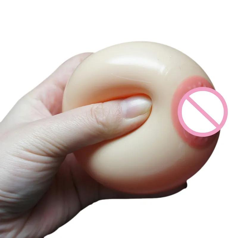 Haute qualité en plastique souple réaliste seins sexe adulte jouet Anti-stress du sein en silicone balle réaliste sein drôle jouet