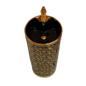 WC de luxe en céramique dorée et noire pour salle de bain, articles sanitaires, lavabo sur pied coloré - Product Image 2