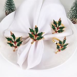 ที่ใส่ผ้าเช็ดปากทำจากไม้หรูหราทันสมัยลายใบไม้สีทองคริสตัลวินเทจสำหรับการตกแต่งโต๊ะในงานแต่งงานวันหยุด - Product Image 4