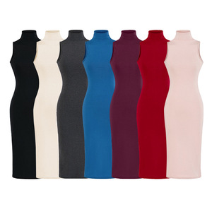 Vestido de cuello alto sin mangas estilo Pure Desire, vestido <span class=keywords><strong>VIP</strong></span> de primavera, nuevo, ajustado, adelgazante, de color liso, estilo Spice Girl, de longitud media. - Product Image 5