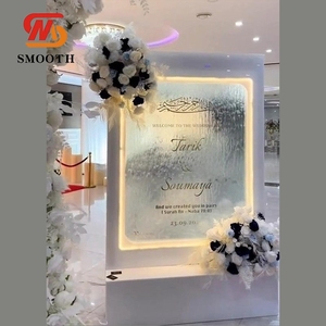 Panneau d'eau en verre transparent avec fontaine LED pour arche de cascade de mariage et panneau d'accueil élégant - Product Image 1