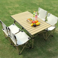 Table pliante portable en aluminium avec base tréteau pour pique-niques en extérieur, camping, ferme, 4 saisons, design moderne, réglable et légère