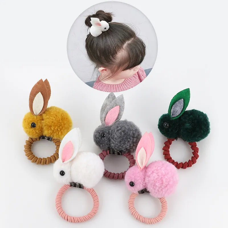 Tasarımcı kore kız halat sevimli peluş tavşan kıvırcık saç kravat yüzük moda aksesuarları Scrunchies bağları