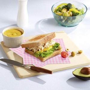 Materiales seguros para alimentos de alta calidad, hojas de papel encerado rosa a cuadros para envolver <span class=keywords><strong>hamburguesas</strong></span> y aperitivos - Product Image 6