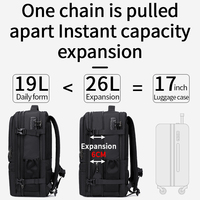 Sac à dos de voyage étanche CoolBELL grande capacité extensible avec serrure antivol pour homme, sac à dos pour ordinateur portable 15 pouces pour voyage d'affaires avec port USB