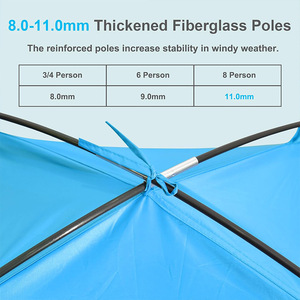 Tente de plage pliable ultralégère en fibre de verre DAVY AZP010, abri d'été pop-up pour l'extérieur, 3000+ mm, imperméable, deux chambres, livraison immédiate - Product Image 5
