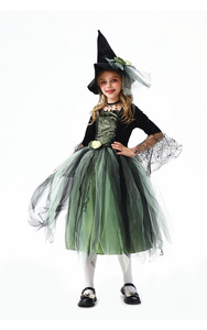 Costumes <span class=keywords><strong>d</strong></span>'Halloween pour enfants : Vampires verts, tenues de spectacle amusantes, robes de sorcières et de princesses pour spectacles sur scène - Product Image 4