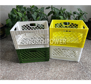 Factory Plastic 24 Quart Multi Purpose Heavy Duty Milk Crate Stacking Storage Organizer Container Bin Boxes Crate