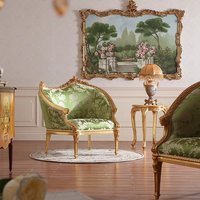 Fauteuil de salon de style européen avec structure en bois massif et rembourrage en tissu et éponge pour villas, salles à manger et salons