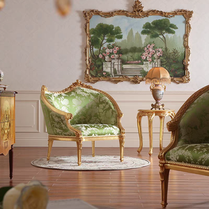 Poltrona in Stile Europeo Antico Intagliata, Sedia in Legno Massello con Tessuto e <span class=keywords><strong>Spugna</strong></span> <span class=keywords><strong>per</strong></span> Sala da Pranzo e Soggiorno - Product Image 4