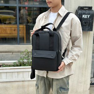 Simple Stylish <b>Backpack</b> For Men Women 14 Inch Laptop Bag Neutral Gender Solid Color Everyday Use Green Gray Black - Product Image 4