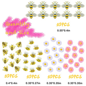 White Pink Daisy Bee Nail Charms 3D Resin Flower Gold Bee Decorations for Summer Manicure Nail Art - Product Image 3