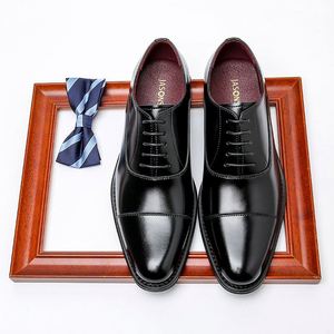 Chaussures habillées pour hommes, mocassins en cuir véritable à enfiler, talon intégré de 6 cm - Product Image 6