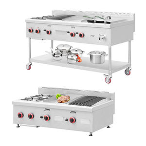 Restaurant Commercial <strong>Gas</strong> <strong>Range</strong> With <strong>Griddle</strong> Lava Rock Grill Deep Fryer - Product Image 1