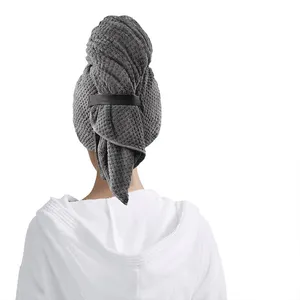 Serviette turban en microfibre pour cheveux super doux à séchage rapide avec bande élastique