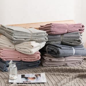 Parure de Lit Housse de Couette et Drap-housse Grande Taille 4 Pièces, Lin Couleurs Unies Rose, Mélange Coton Lin Naturel Flammé, Doux et Respirant - Product Image 1