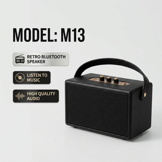 M13 New Portable Retro Speaker HiFi Stereo Deep Bass Home Office Camping Outdoor Daily Use
