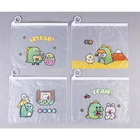 Sac à fermeture éclair à anneau, trousse à crayons transparente créative, sac de rangement de fichiers multifonctionnel mignon pour étudiant