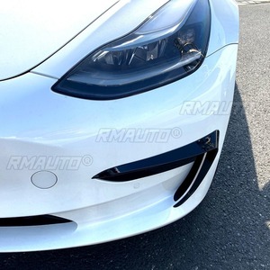 กรอบตกแต่งช่องลมด้านหน้ารถยนต์ สำหรับรถยนต์รุ่น Model 3 อุปกรณ์ตกแต่งรถยนต์ สำหรับ Tesla Model 3 2017+ ฝาครอบกันชนหน้าแบบแยกส่วน สำหรับการตกแต่ง - Product Image 4
