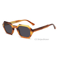 Lunettes de soleil multilatérales à petit cadre de style rétro européen américain Lentilles UV400 à plaques faites à la main haut de gamme optimales pour hommes