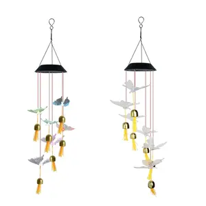 SOL22A10F Wind Chime for Landscape Decoration, Outdoor Solar Wind Chime Light, Colorful Lights Butterfly Wind Chime Bell