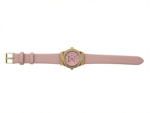 นาฬิกาแฟชั่นผู้หญิง สายยาง ตัวเรือนทรงกลม กันน้ำ โทนสีชมพูทอง - Product Image 1