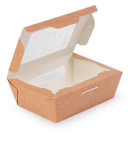 Contenedor versátil para comida para llevar, tipo ensaladera, de papel kraft blanco OSQ SALAD 600, con tapa transparente y logotipo personalizado. - Product Image 3