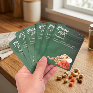 Sachet Doypack Personnalisé Imprimé en Gros, Refermable avec Fermeture Éclair, Qualité Alimentaire, en Mylar, pour Noix et Snacks, Faible MOQ - Product Image 1
