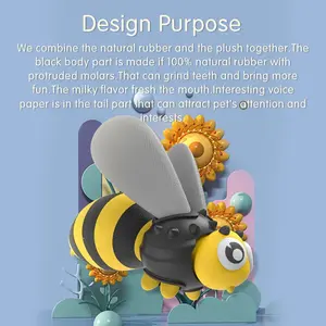 Giocattoli divertenti per animali domestici 2023 KINYU in gomma resistente ai morsi e materiale in velluto con ali d'ape che vibrano giocattoli interattivi per cani dal suono - Product Image 6
