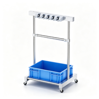 Support de rangement mobile sur pied en acier inoxydable pour balais et serpillères, avec roulettes pour garage et école