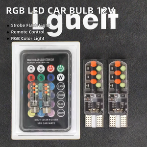 Nouvelle ampoule LED COB RGB T10 W5W 12V, lumière clignotante stroboscopique, éclairage de voiture et de lecture, télécommande - Product Image 2