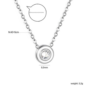 Collar de diamantes redondos de estilo japonés y coreano para mujer, diseño minimalista, uso diario, colgante geométrico, joyería - Product Image 4