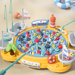 Vente chaude multijoueur enfants famille jeux interactifs jeux de pêche musicaux support électrique à piles jouet de pêche rotatif - Product Image 2