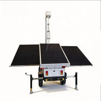 Lampadaire solaire sur remorque adapté aux chantiers de construction et aux lieux extérieurs, compatible avec la charge solaire