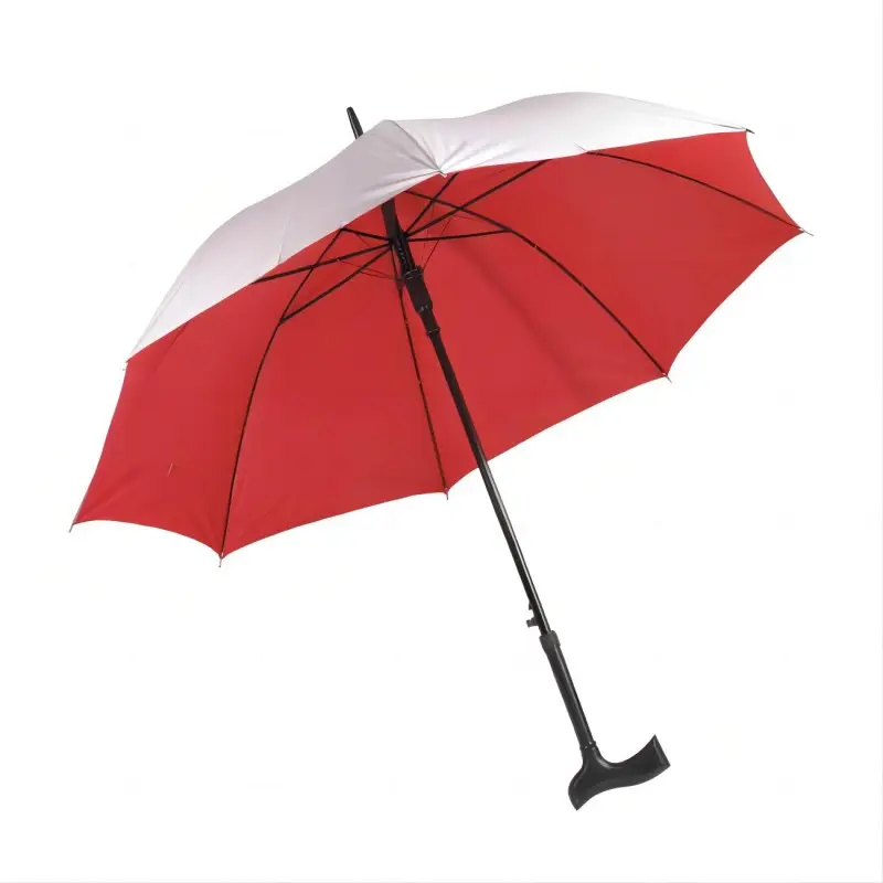 Parapluie de canne étanche à ouverture automatique pour adultes de couleur personnalisée avec poignée tordue en plastique à 8 nervures d'excellente qualité de 23 pouces